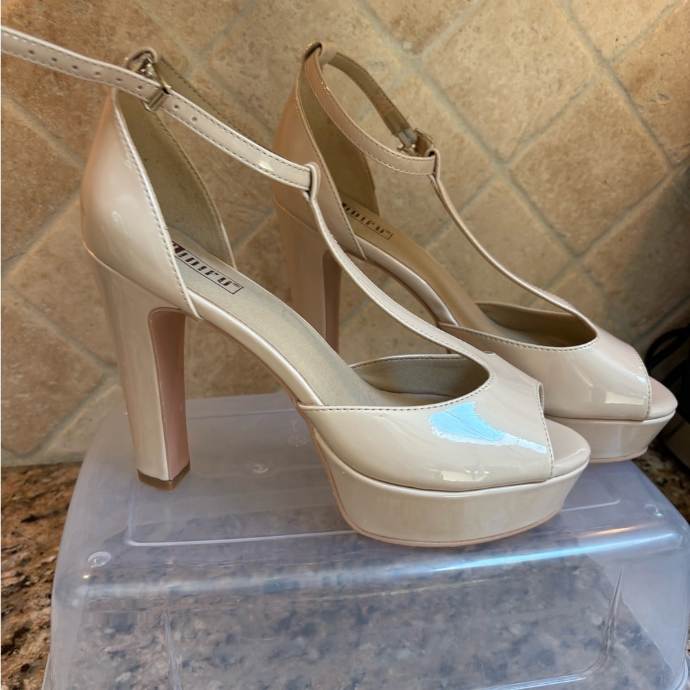 Elegant Beige Platform Heels new